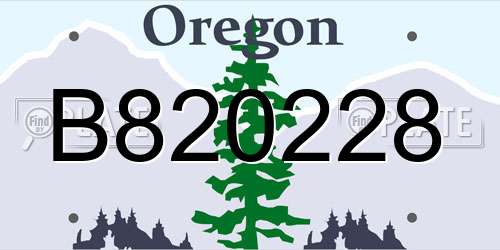 B820228 Oregon License Plate