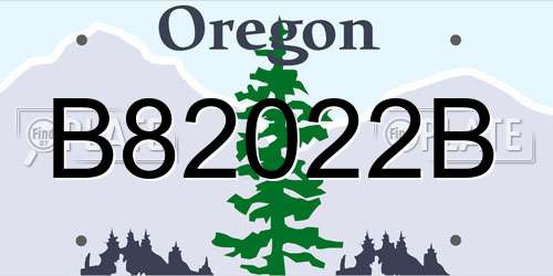 B82022B Oregon License Plate