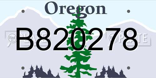 B820278 Oregon License Plate