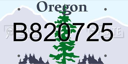 B820725 Oregon License Plate