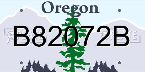 B82072B Oregon License Plate
