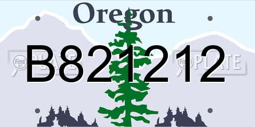 B821212 Oregon License Plate