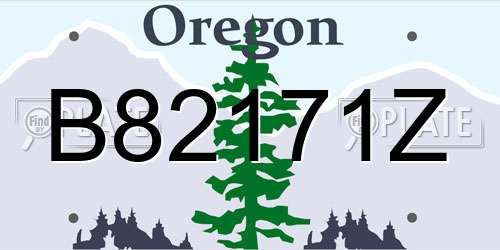 B82171Z Oregon License Plate