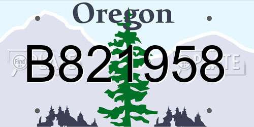 B821958 Oregon License Plate
