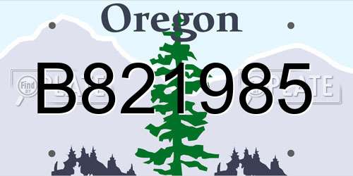 B821985 Oregon License Plate