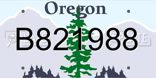B821988 Oregon License Plate