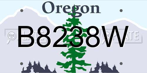 B8238W Oregon License Plate