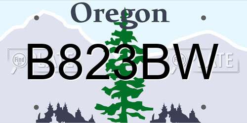 B823BW Oregon License Plate