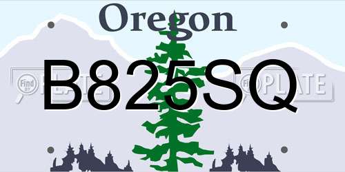 B825SQ Oregon License Plate