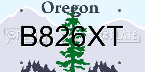 B826XT Oregon License Plate