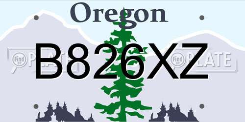 B826XZ Oregon License Plate