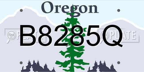 B8285Q Oregon License Plate