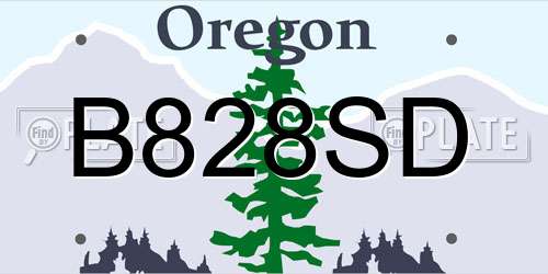 B828SD Oregon License Plate