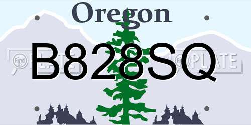 B828SQ Oregon License Plate