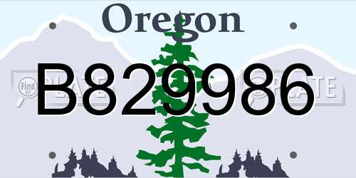 B829986 Oregon License Plate