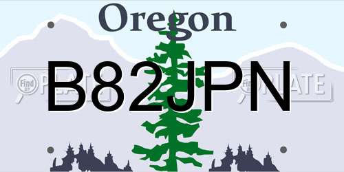 B82JPN Oregon License Plate