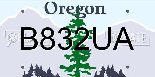 B832UA Oregon License Plate