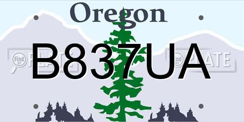 B837UA Oregon License Plate
