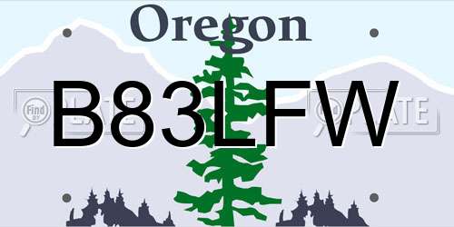 B83LFW Oregon License Plate