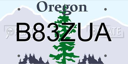 B83ZUA Oregon License Plate