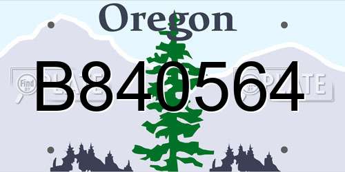 B840564 Oregon License Plate