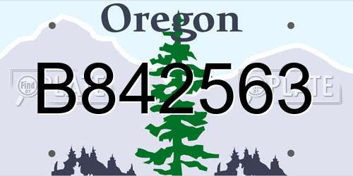 B842563 Oregon License Plate