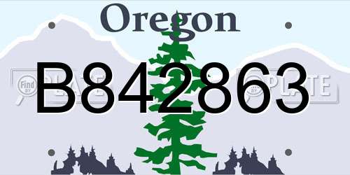 B842863 Oregon License Plate