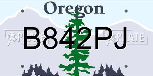 B842PJ Oregon License Plate