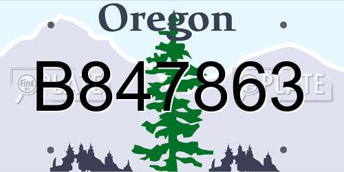 B847863 Oregon License Plate