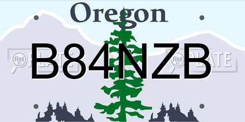 B84NZB Oregon License Plate