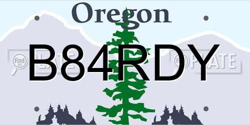 B84RDY Oregon License Plate