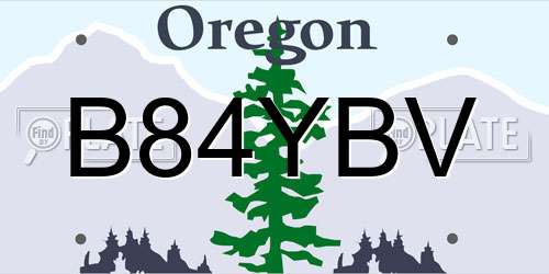 B84YBV Oregon License Plate