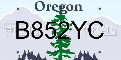 B852YC Oregon License Plate