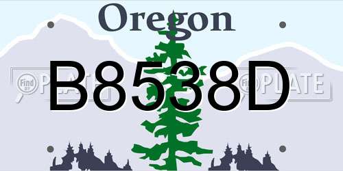 B8538D Oregon License Plate