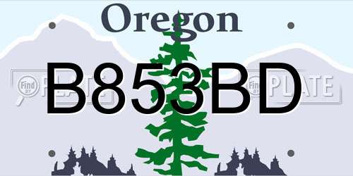 B853BD Oregon License Plate