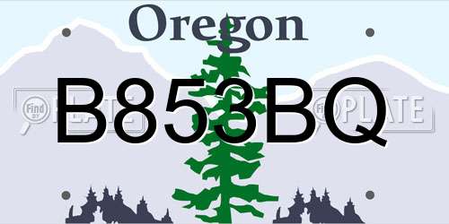 B853BQ Oregon License Plate