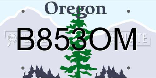 B853OM Oregon License Plate