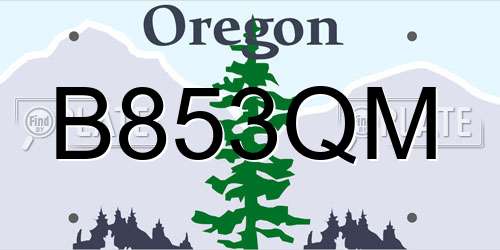 B853QM Oregon License Plate
