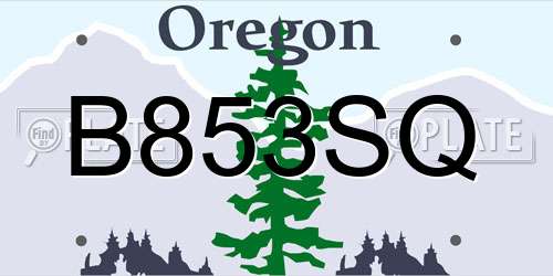 B853SQ Oregon License Plate
