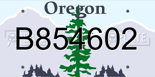 B854602 Oregon License Plate
