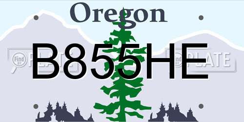 B855HE Oregon License Plate