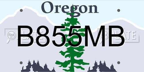 B855MB Oregon License Plate