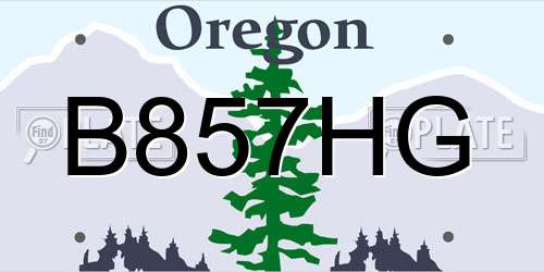 B857HG Oregon License Plate