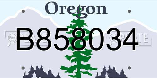 B858034 Oregon License Plate
