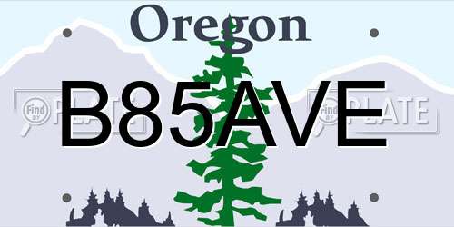 B85AVE Oregon License Plate