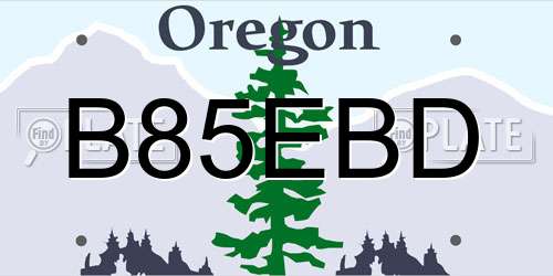 B85EBD Oregon License Plate