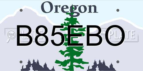 B85EBO Oregon License Plate