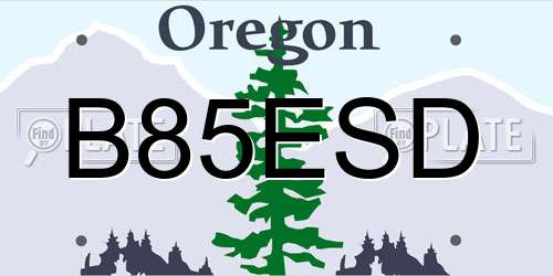 B85ESD Oregon License Plate