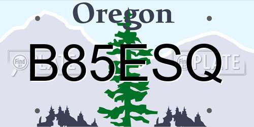 B85ESQ Oregon License Plate