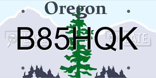 B85HQK Oregon License Plate